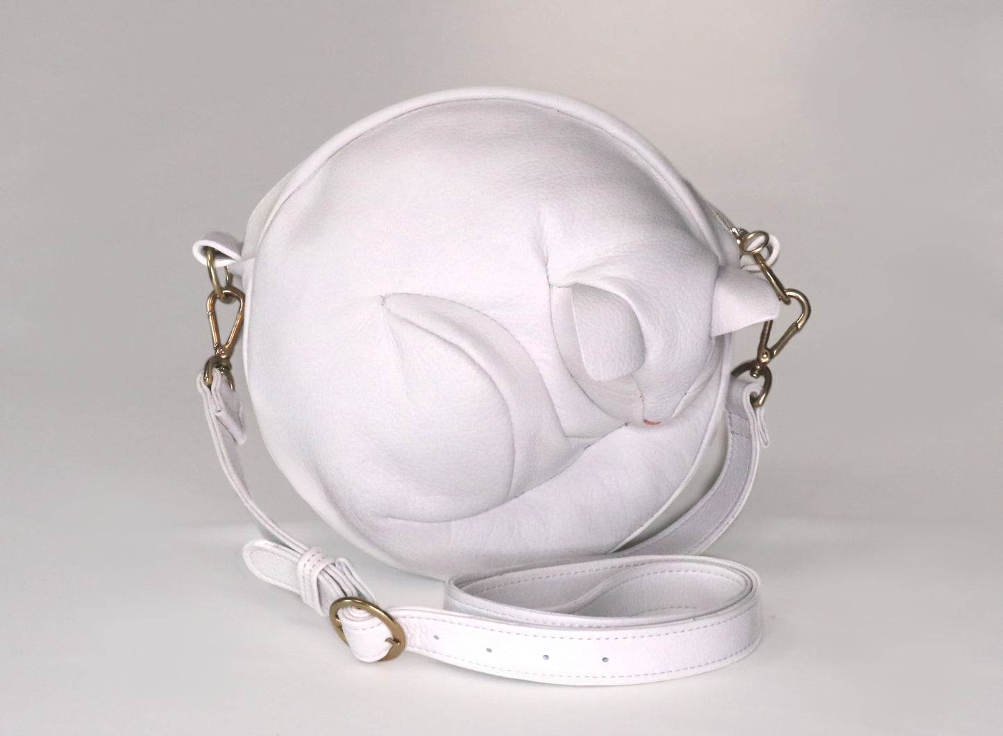 Leather Cat Crossbody - Snowball