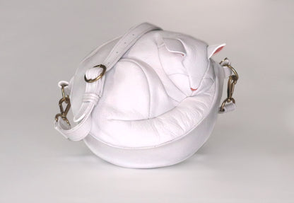 Leather Cat Crossbody - Snowball