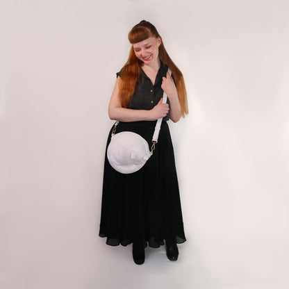 Leather Cat Crossbody - Snowball